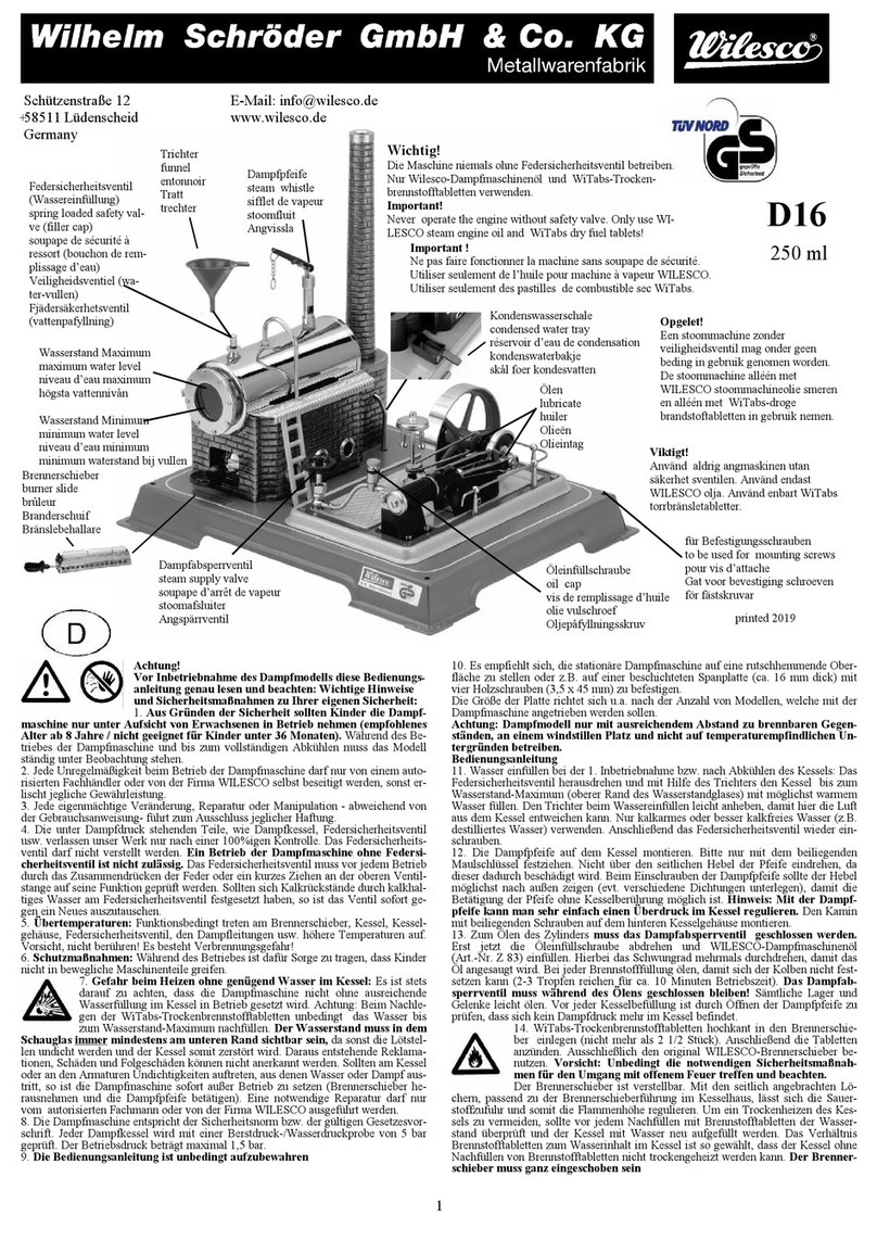 Wilhelm Schroder Wilesco D16 User manual