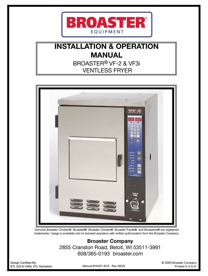 Broaster VF-2 Installation & operation manual