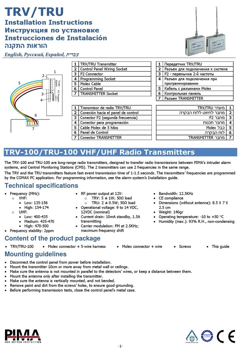 Pima TRV Series installation instructions
