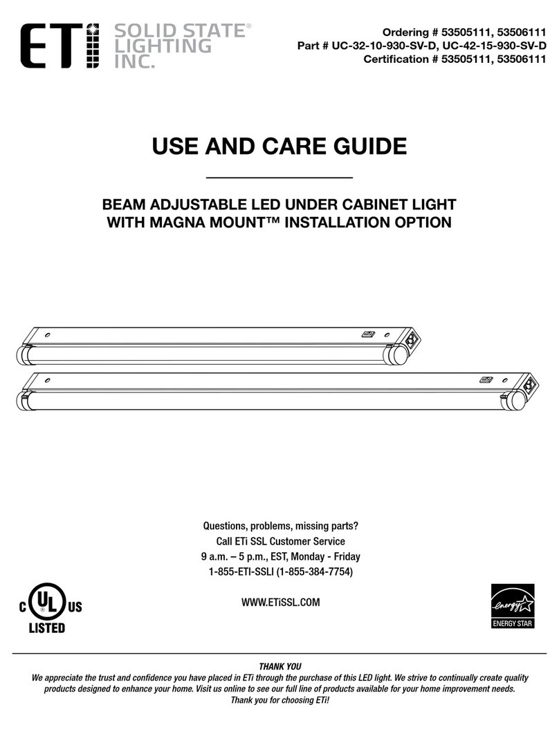 ETI Solid State Lighting UC-32-10-930-SV-D Use and care guide