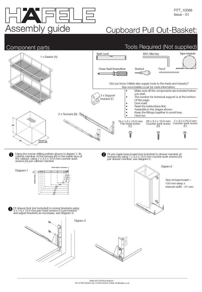 Hafele Cupboard Pull Out-Basket Assembly guide