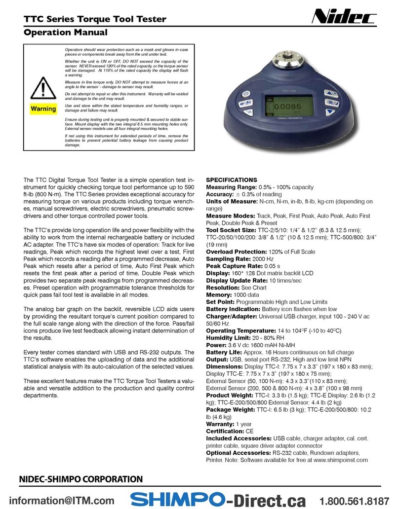 Nidec-Shimpo TTC Series Operation manual Nidec-Shimpo TTC Series Operation manual
