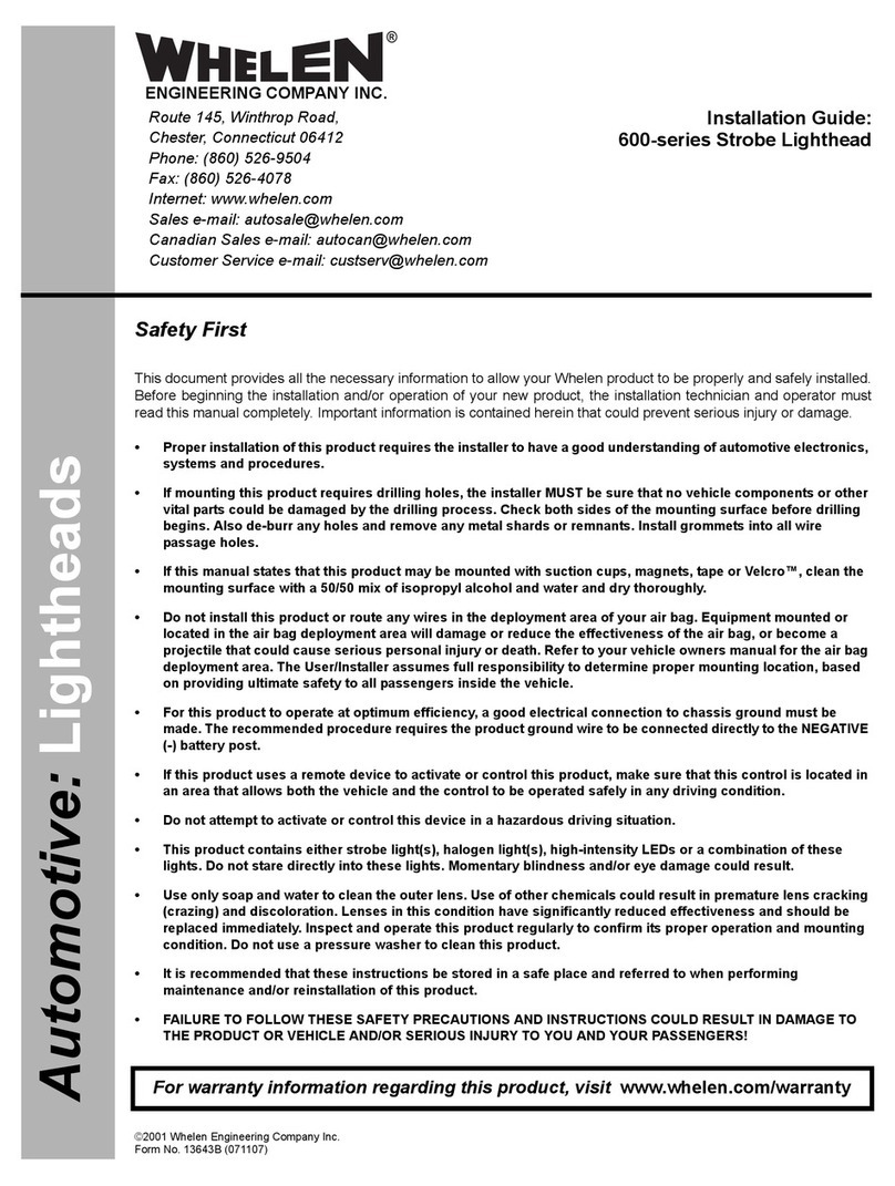Whelen Engineering Company 600-series installation guide