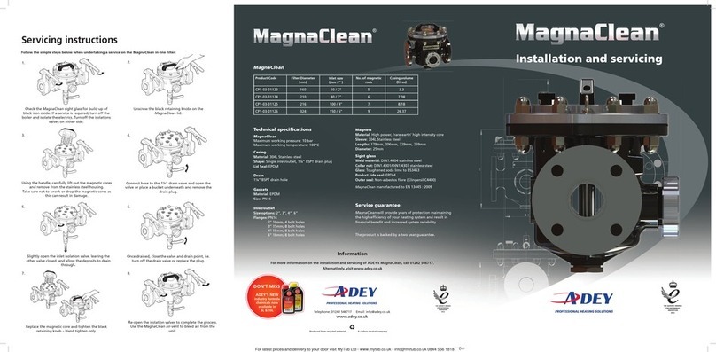 Adey MagnaClean CP1-03-01123 Installation and servicing Adey MagnaClean CP1-03-01123 Installation and servicing
