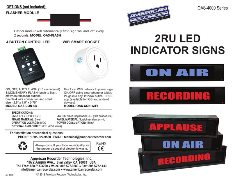 American Recorder OAS-4000 Series instruction manual