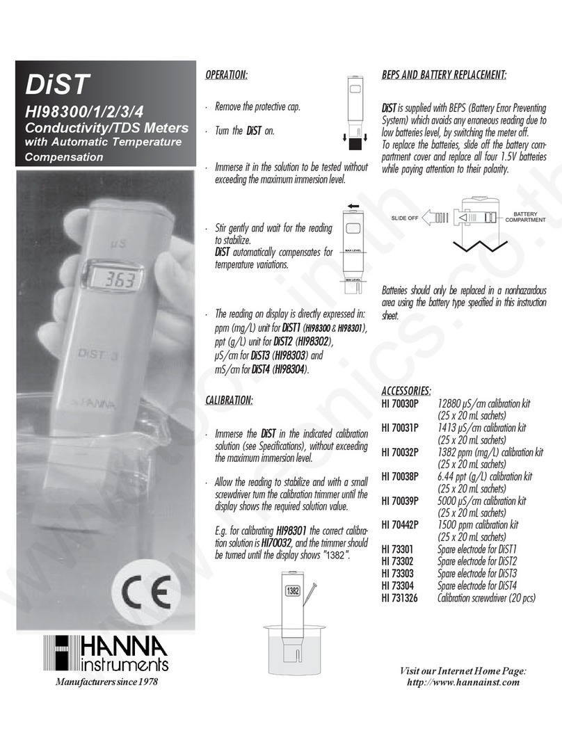 Hanna Instruments DiST HI 98302 manual Hanna Instruments DiST HI 98302 manual