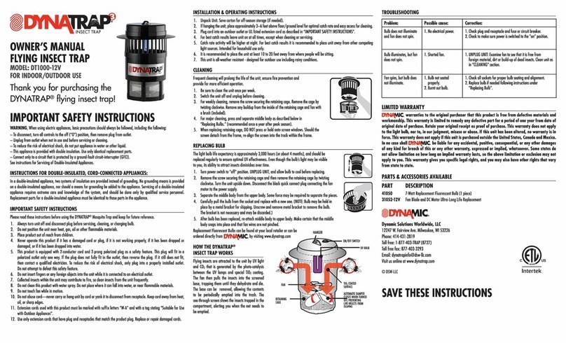 Dynamic Dynatrap 3 owner's manual