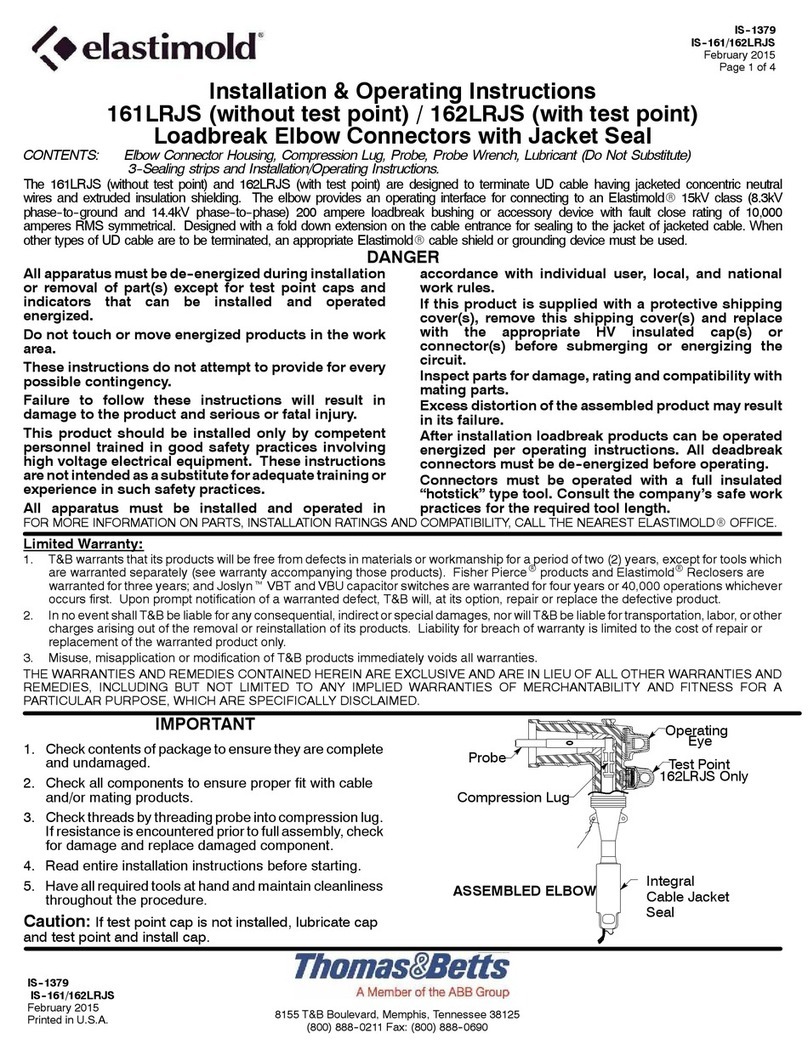 Elastimold 161LRJS Installation & operating instructions