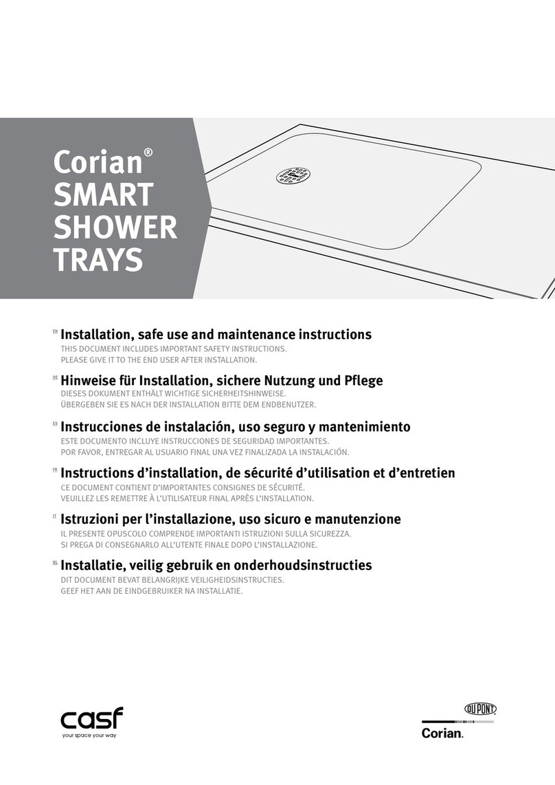 Dupont casf Corian SMART SHOWER TRAYS Installation and maintenance instructions Dupont casf Corian SMART SHOWER TRAYS Installation and maintenance instructions