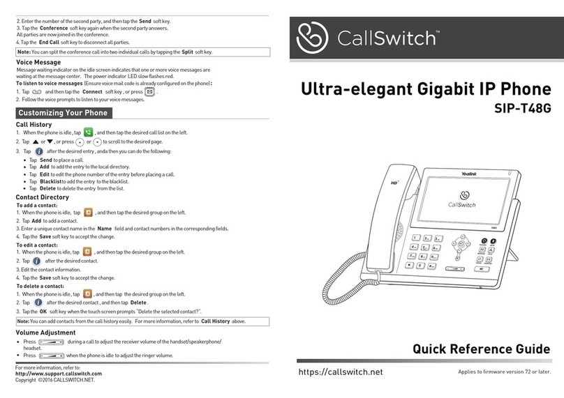 CALLSWITCH SIP-T48G Quick reference guide