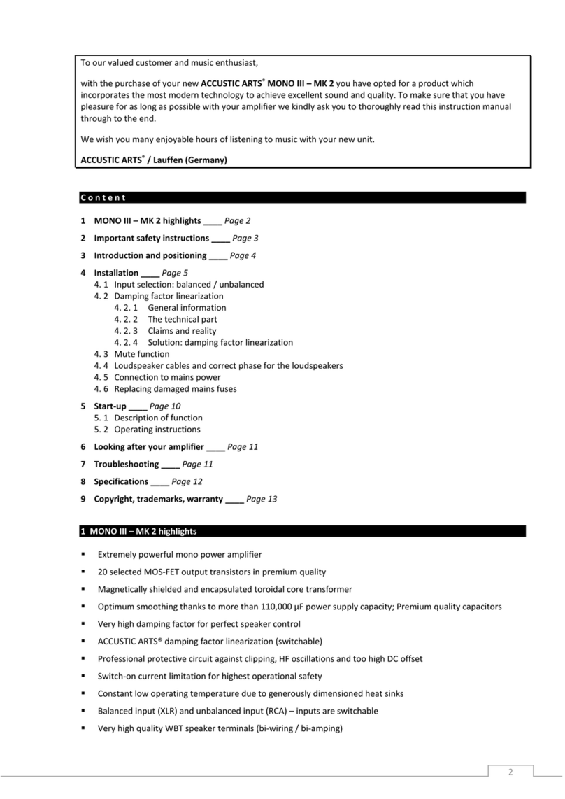 Accustic Arts MONO III MK2 manual