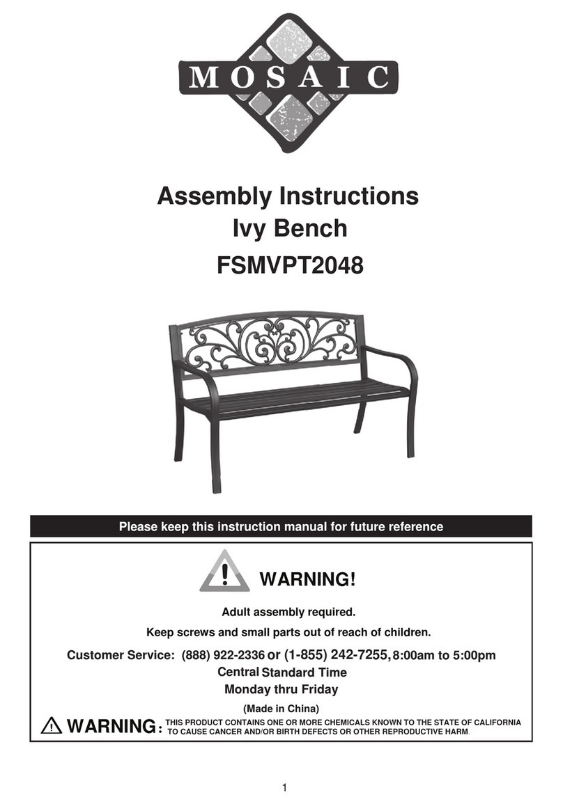 Mosaic Ivy Bench Assembly instructions Mosaic Ivy Bench Assembly instructions