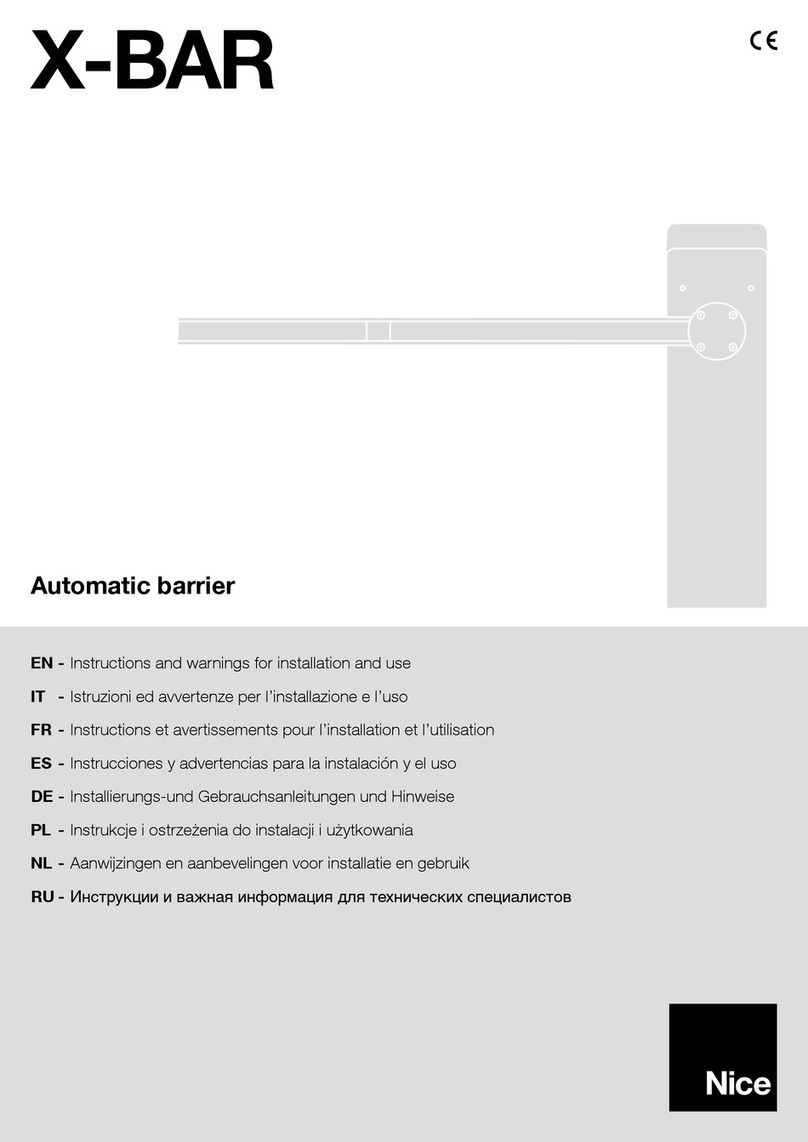 Nice X-Bar Technical specifications Nice X-Bar Technical specifications