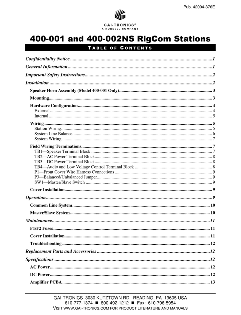 Hubbell GAI-TRONICS 400-001 Configuration guide