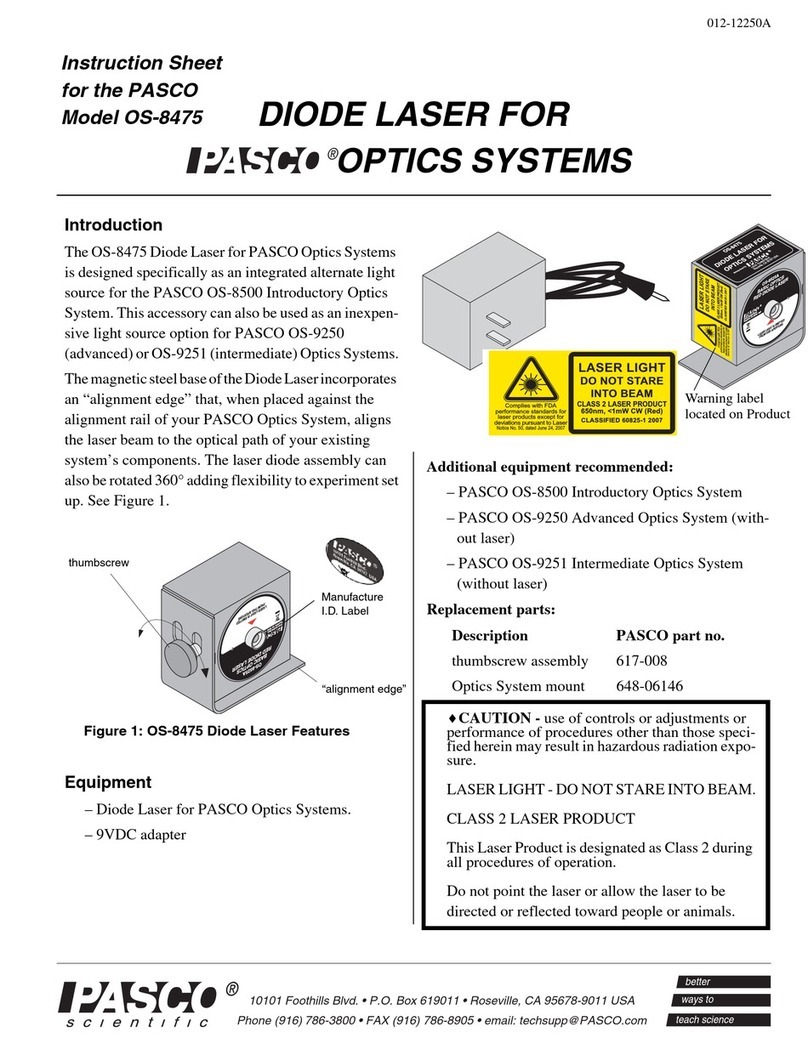 Pasco Scientific OS-8475 instruction sheet