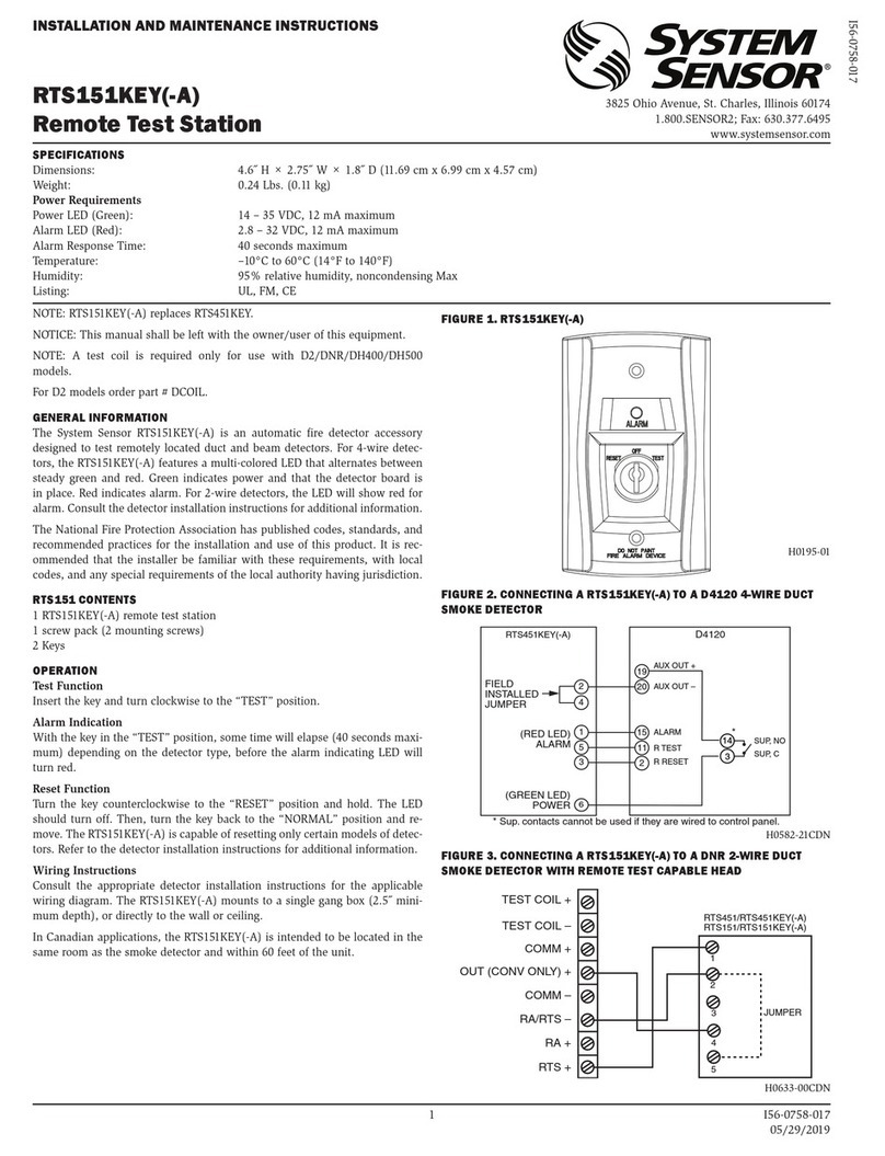 System Sensor RTS151KEY User manual System Sensor RTS151KEY User manual