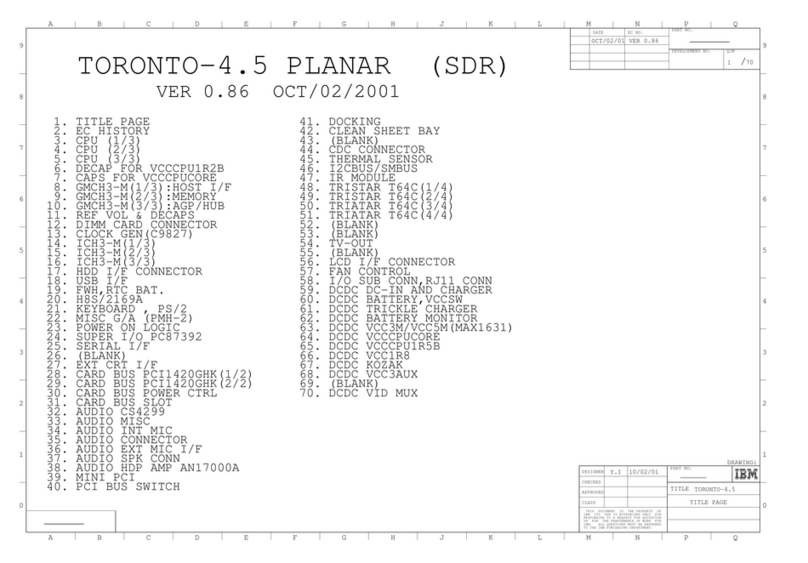 IBM TORONTO-4.5 PLANAR Wiring diagrams