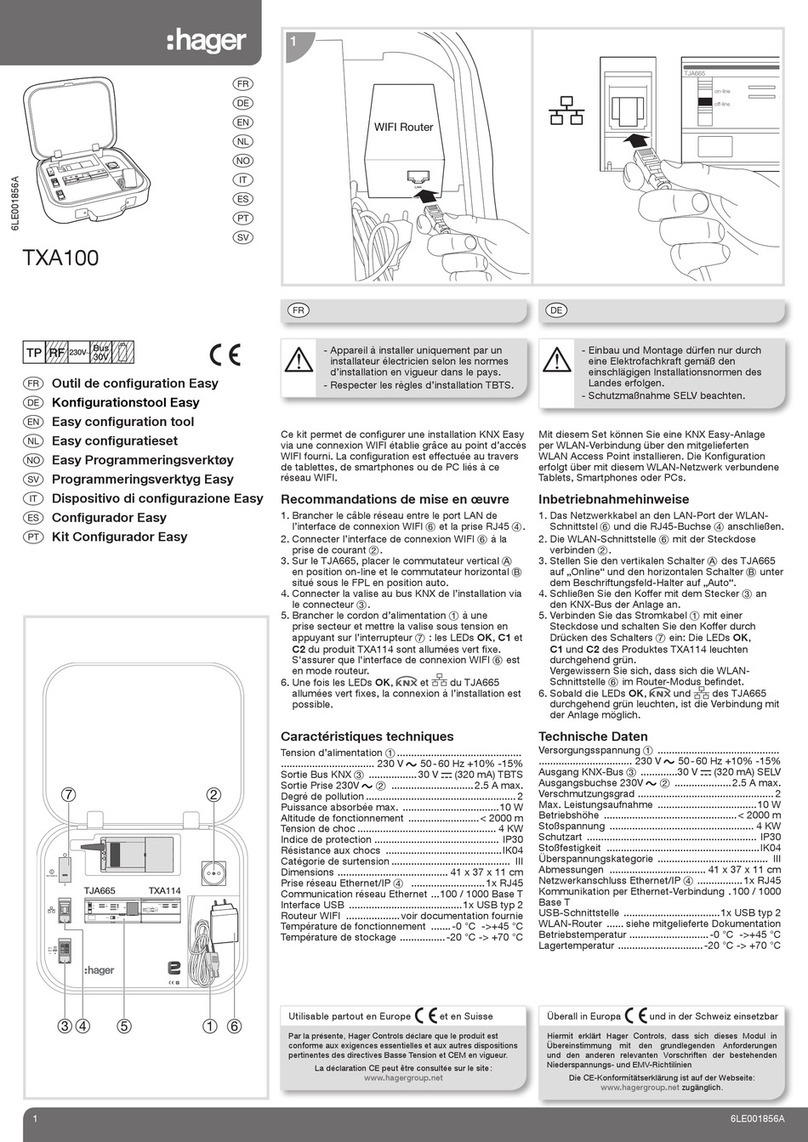 hager TXA100 quick start guide