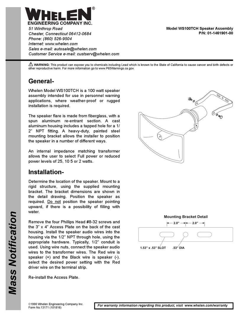 Whelen Engineering Company WS100TCH Assembly, operating and safety instructions, Translation of the original instructions