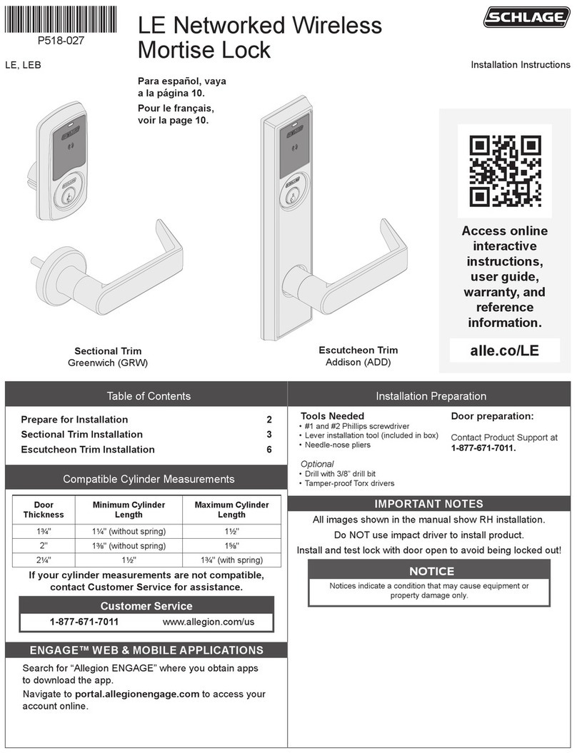 Schlage LE installation instructions