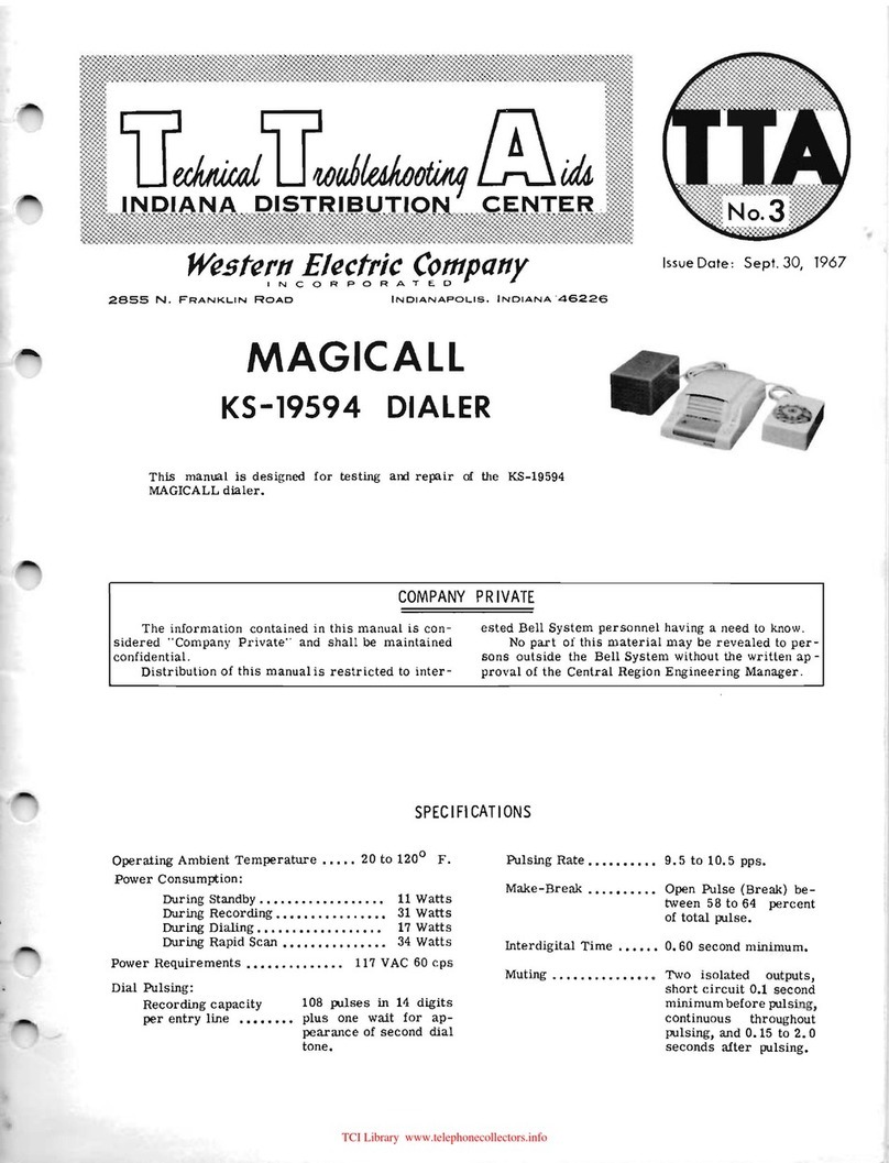 Western Electric MAGICALL KS-19594 Technical Troubleshhoting Aids Western Electric MAGICALL KS-19594 Technical Troubleshhoting Aids