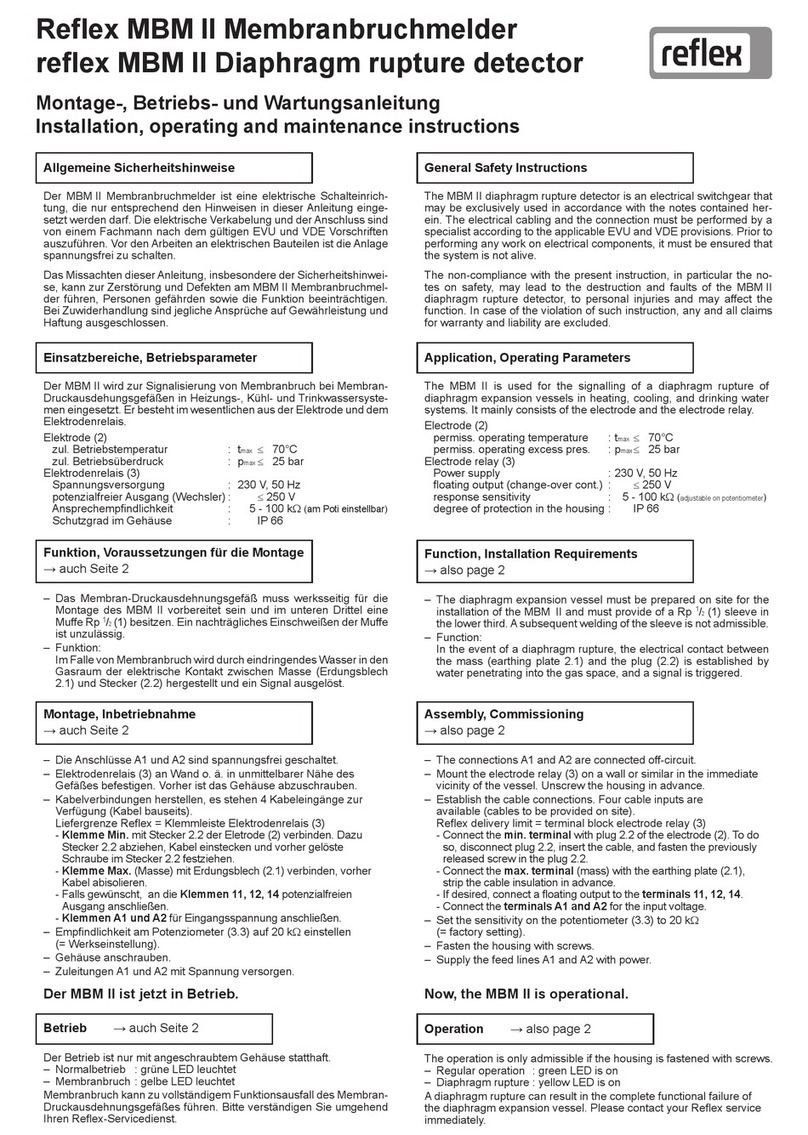 Reflex MBM II Installation, operating and maintenance instructions