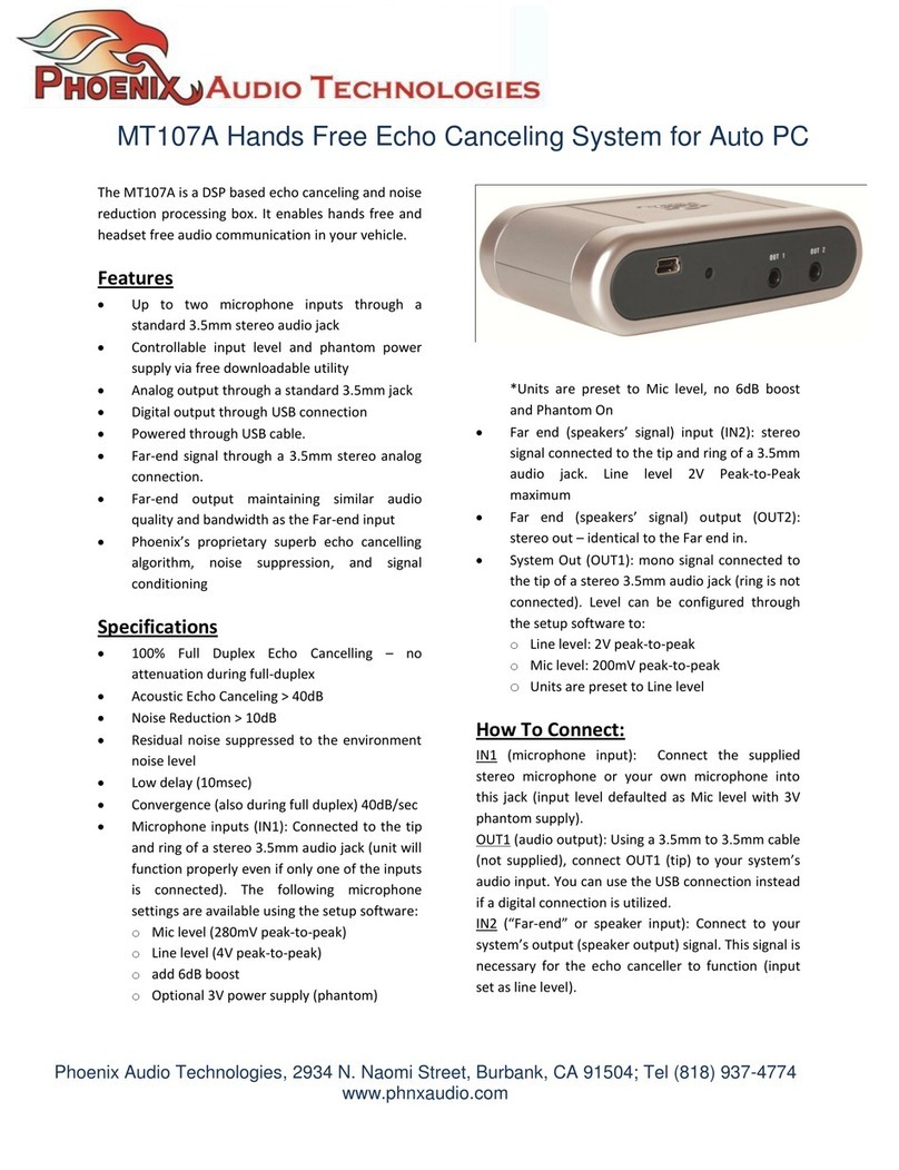 Phoenix Audio Technologies MT107A User manual