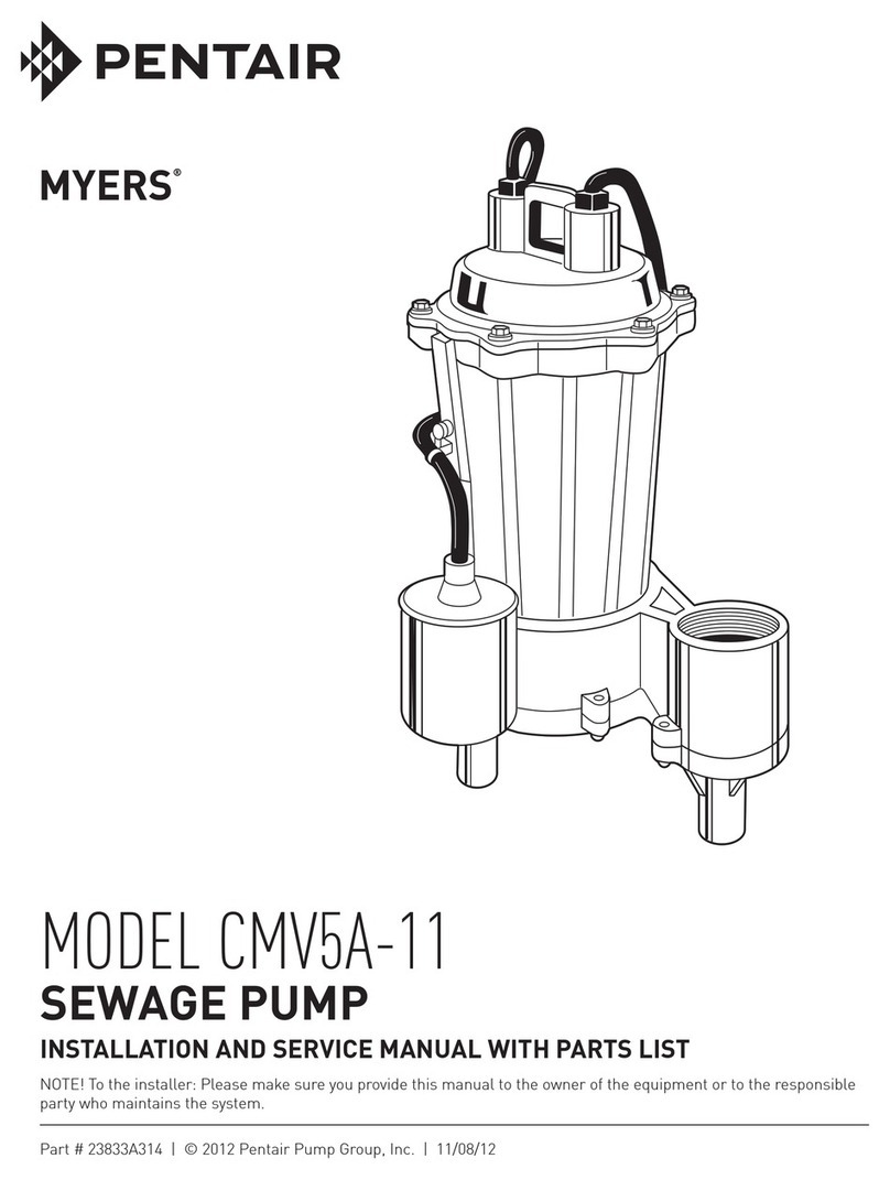 Pentair Myers CMV5A-11 INSTALLATION AND SERVICE MANUAL WITH PARTS LIST