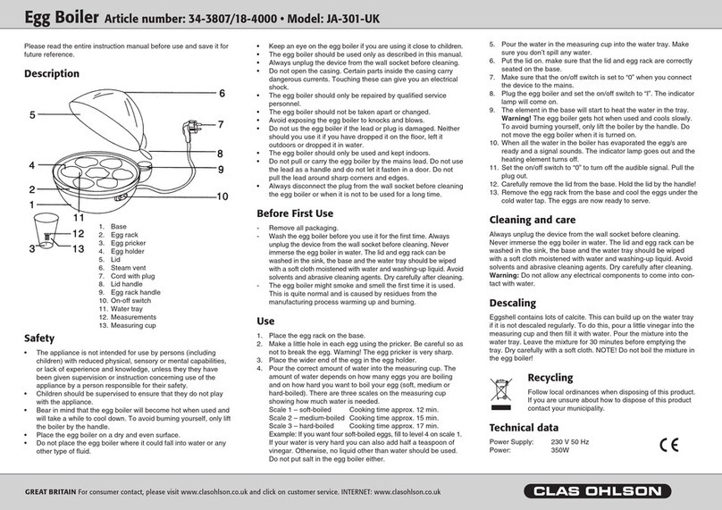 Clas Ohlson JA-301-UK quick start guide Clas Ohlson JA-301-UK quick start guide