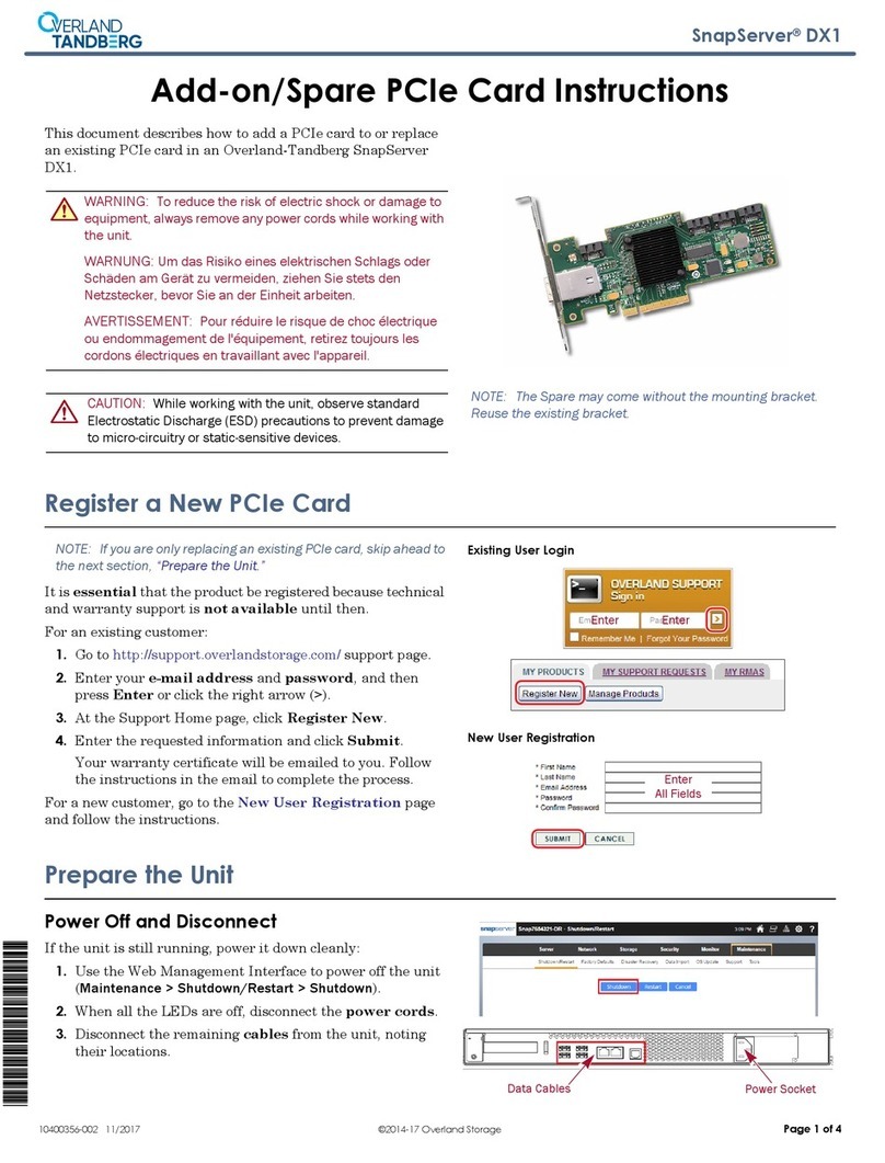 Overland Tandberg SnapServer DX1 instructions