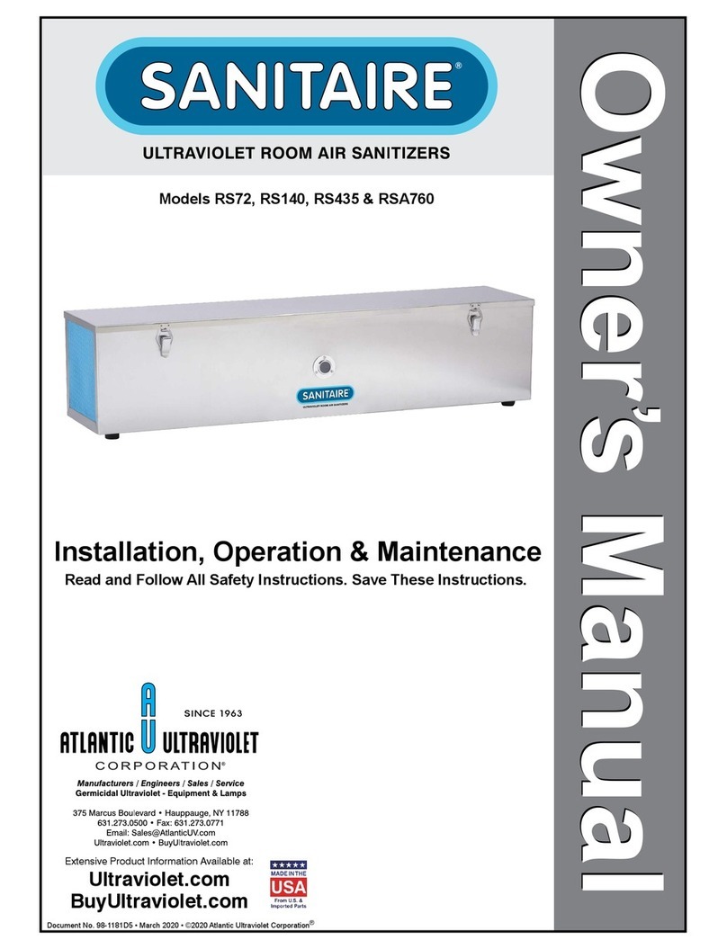 Atlantic Ultraviolet SANITAIRE RS72 owner's manual