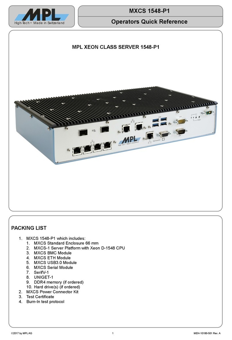 MPL MXCS 1548-P1 Operators Quick Reference