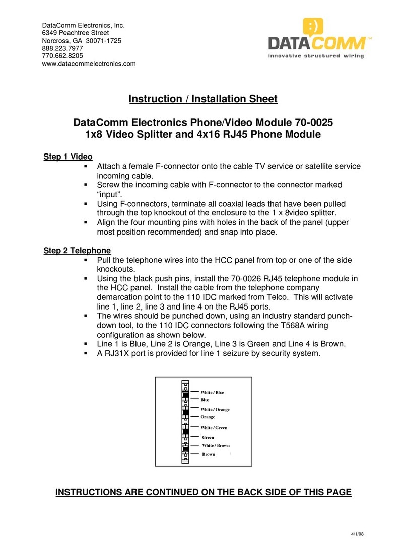 DataComm 70-0025 Instruction/installation sheet