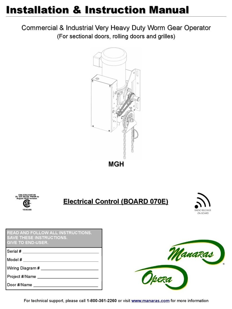 Manaras Opera MGH Installation instructions manual