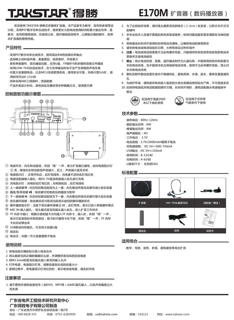 Takstar E170M User manual Takstar E170M User manual