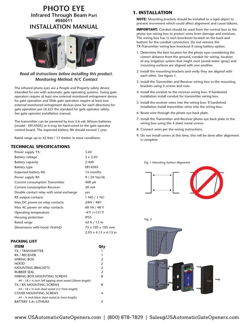 US Automatic PHOTO EYE installation manual