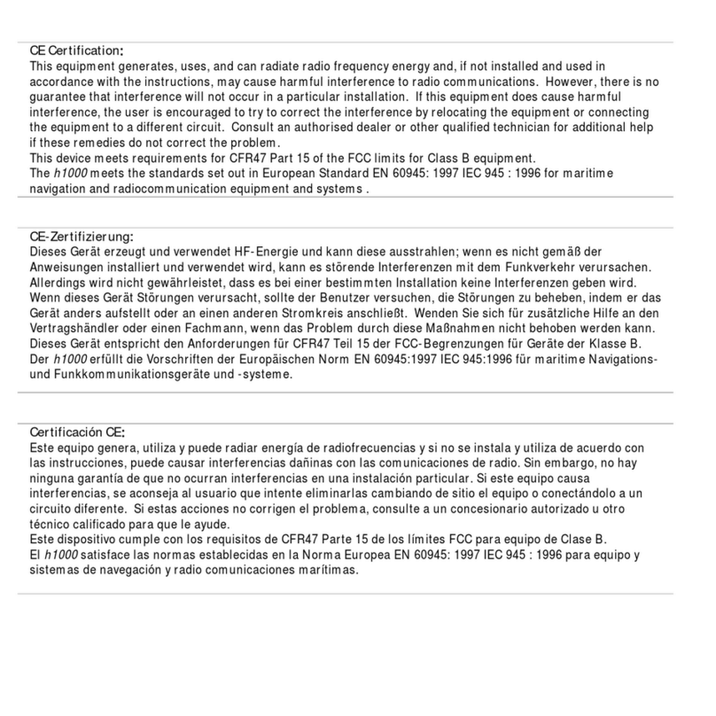 B&G H1000-WDI manual