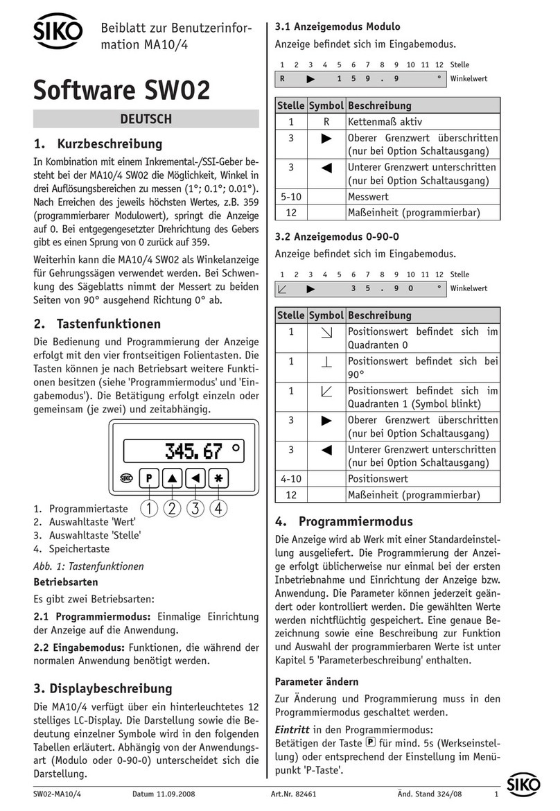 Siko MA10/4 SW02 manual