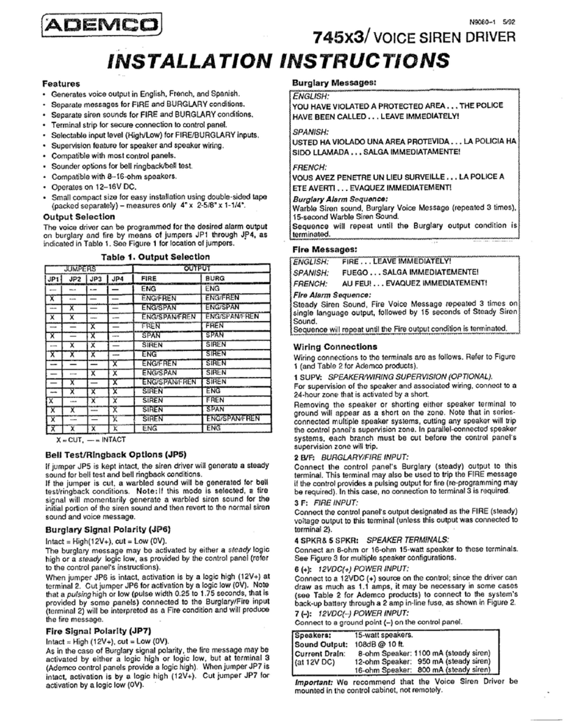 ADEMCO 745x3 User manual