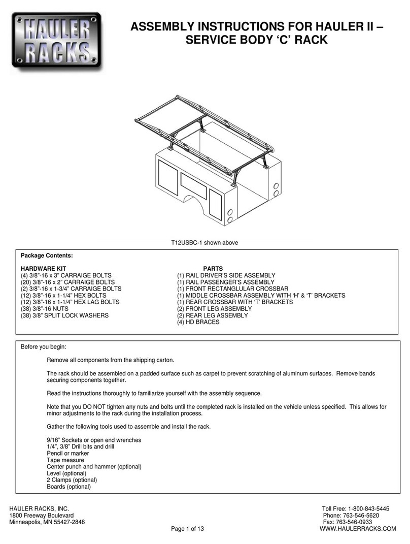 Hauler Racks HAULER II User manual Hauler Racks HAULER II User manual