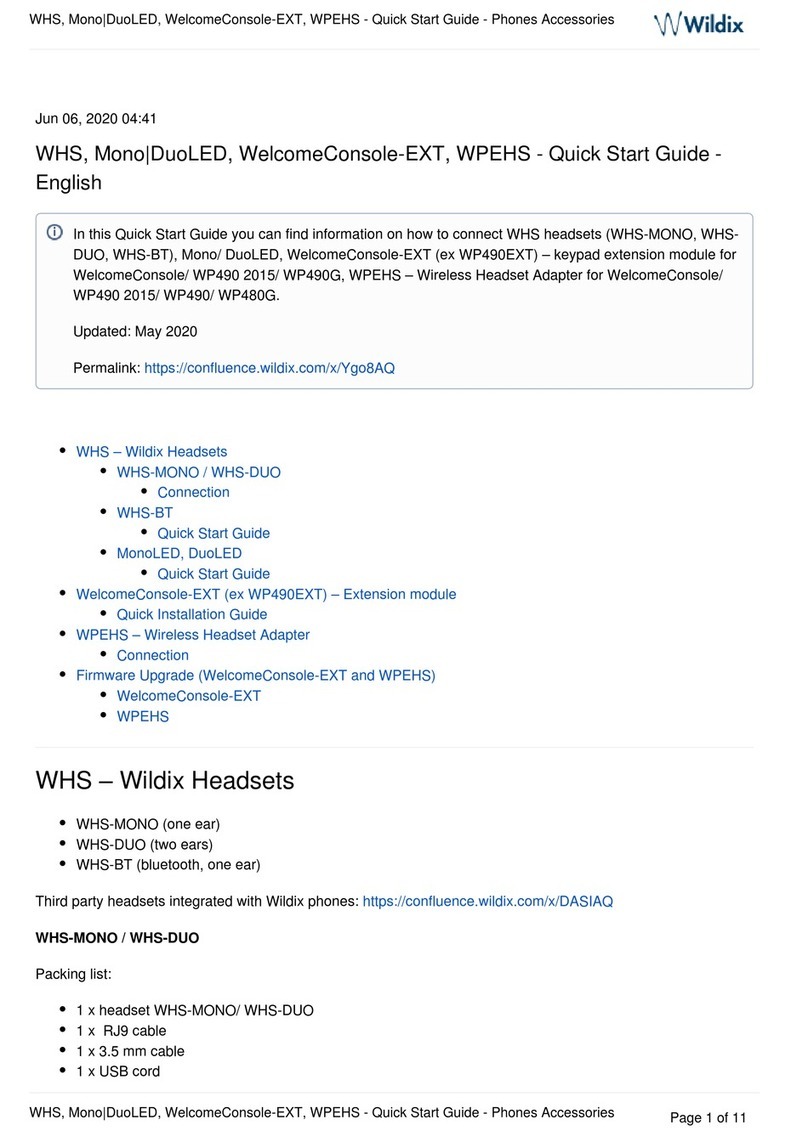 Wildix WHS-MONO quick start guide