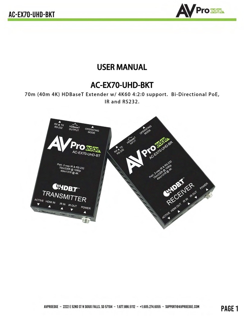 AVPro Edge AC-EX70-UHD-BKT User manual AVPro Edge AC-EX70-UHD-BKT User manual