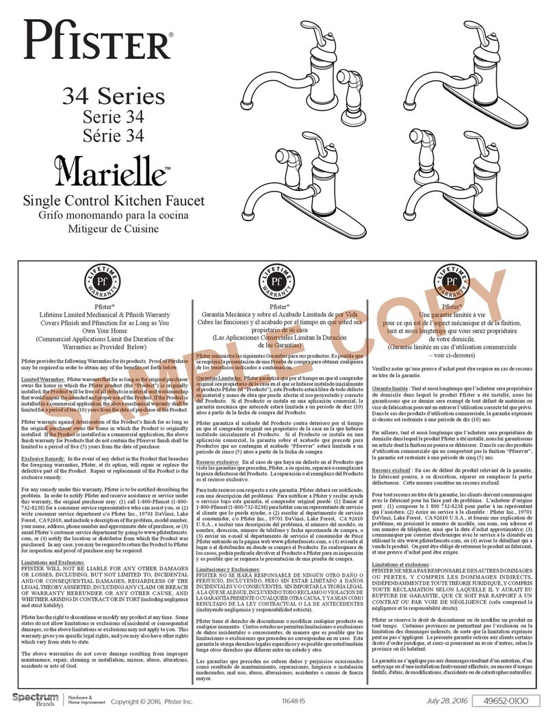 Pfister Marielle 34 Series instructions Pfister Marielle 34 Series instructions