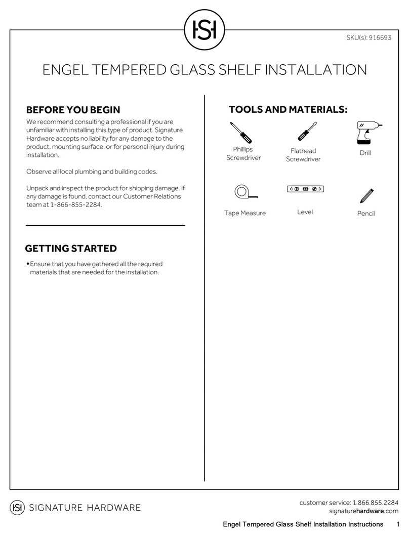 Signature Hardware Engel Tempered Glass Shelf User manual