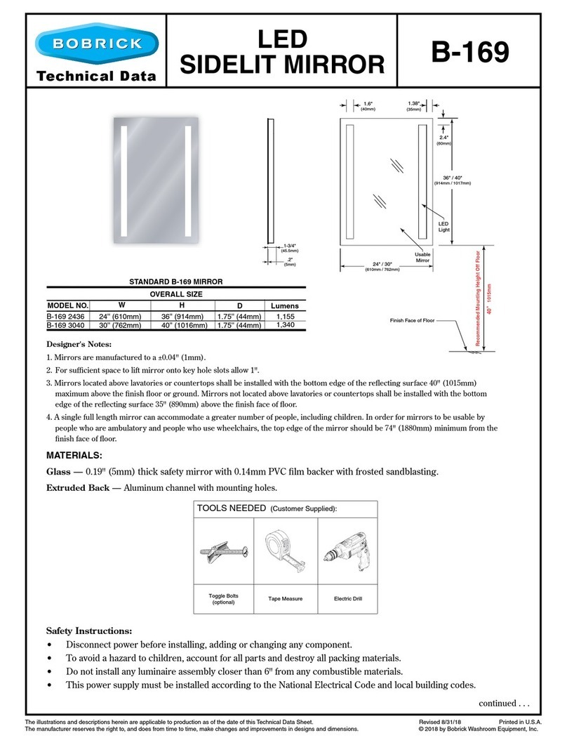 Bobrick B-169 Series Technical data
