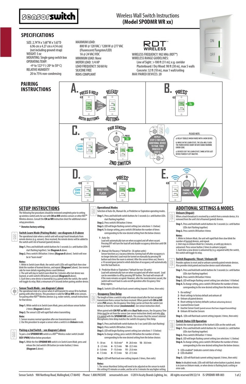 Sensor Switch SPODMR WR Series User manual