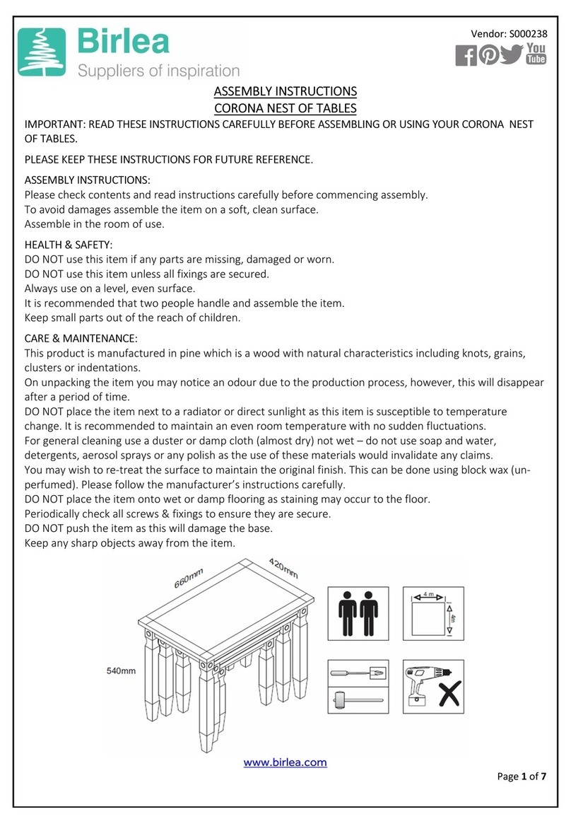 Birlea CORONA NEST OF TABLES User manual Birlea CORONA NEST OF TABLES User manual