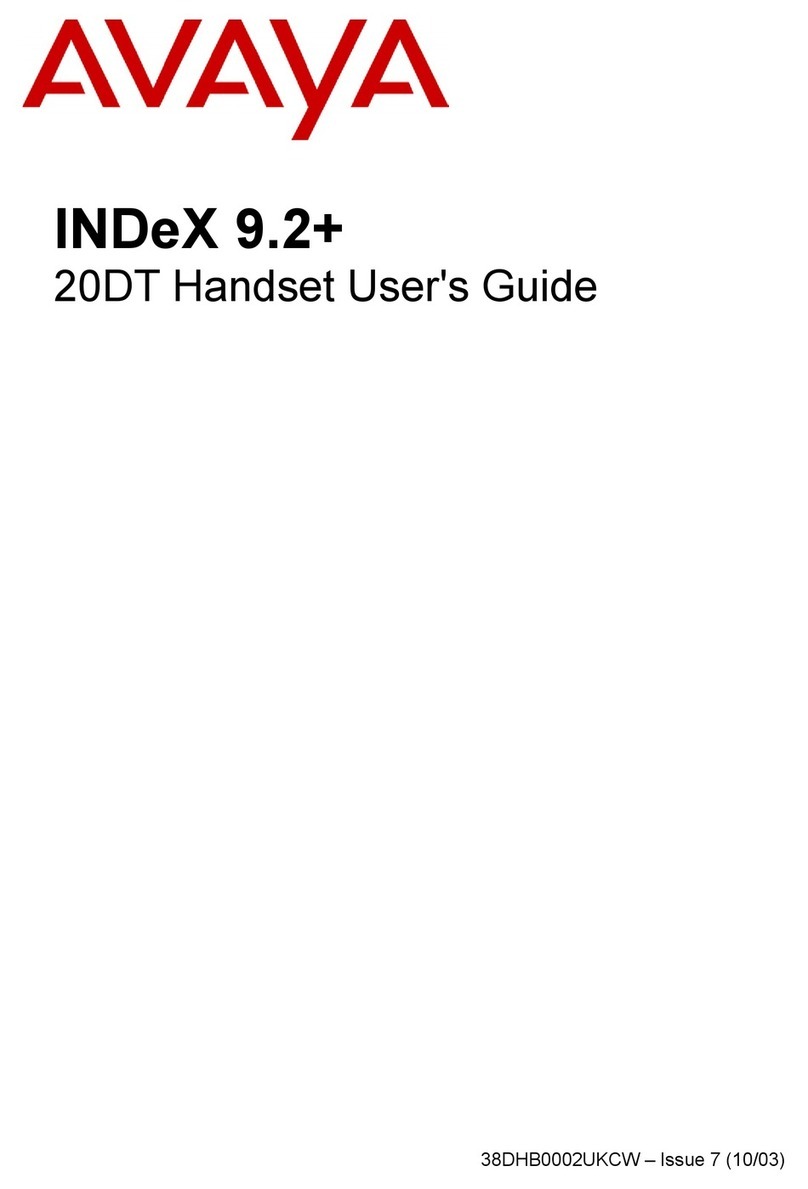 Avaya INDeX 9.2+ 20DT User manual Avaya INDeX 9.2+ 20DT User manual