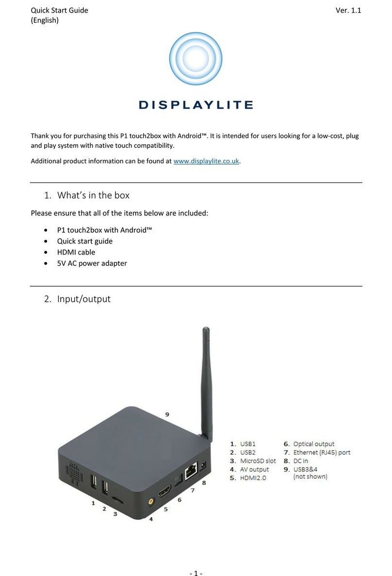 DISPLAYLITE P1 touch2box with Android User manual