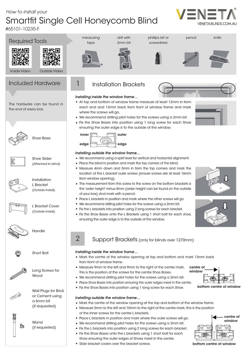VENETA Smartfit Single Cell Honeycomb Blind Instruction sheet
